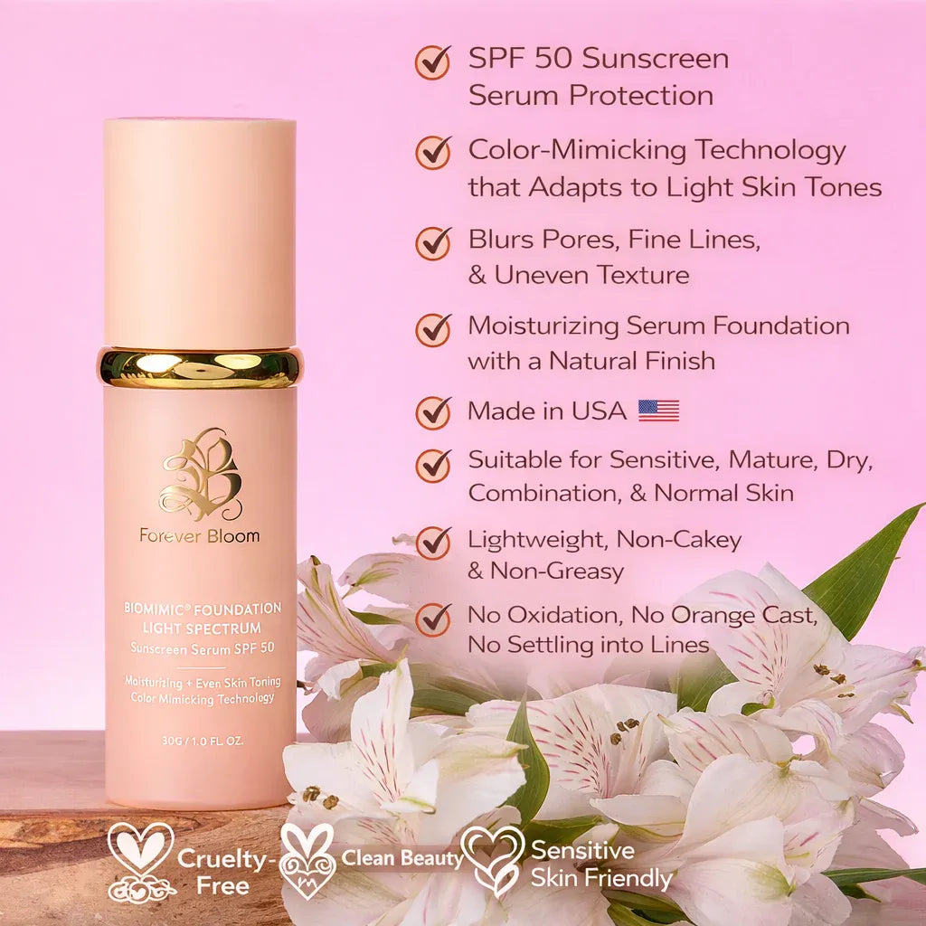 Made in USA SPF 50 foundation for sensitive skin