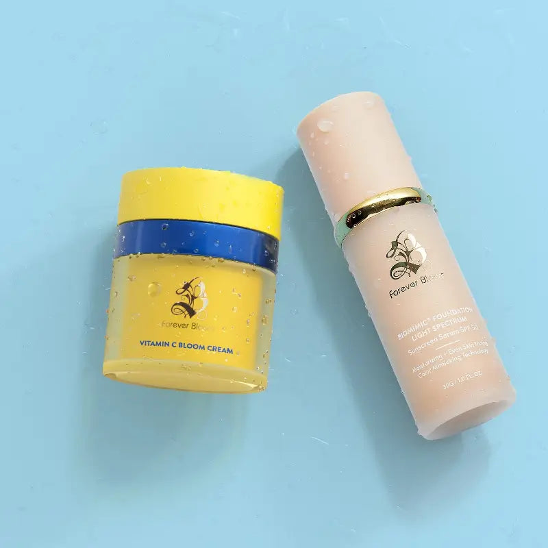 BioMimic® Foundation Light spectrum  and  Vitamin C Bloom Cream.